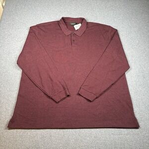 Orvis Long Sleeve Polo Shirt Mens XXL Burgundy Stretch Cotton Fishing Logo